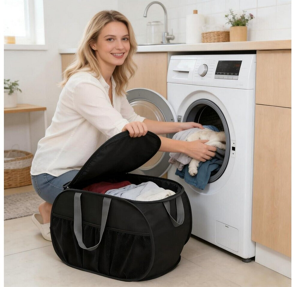 LuxusKollektion Pop Up Wäschekorb mit Deckel, faltbar, 75l, schwarz ab 48,99 € (Oktober 2026)