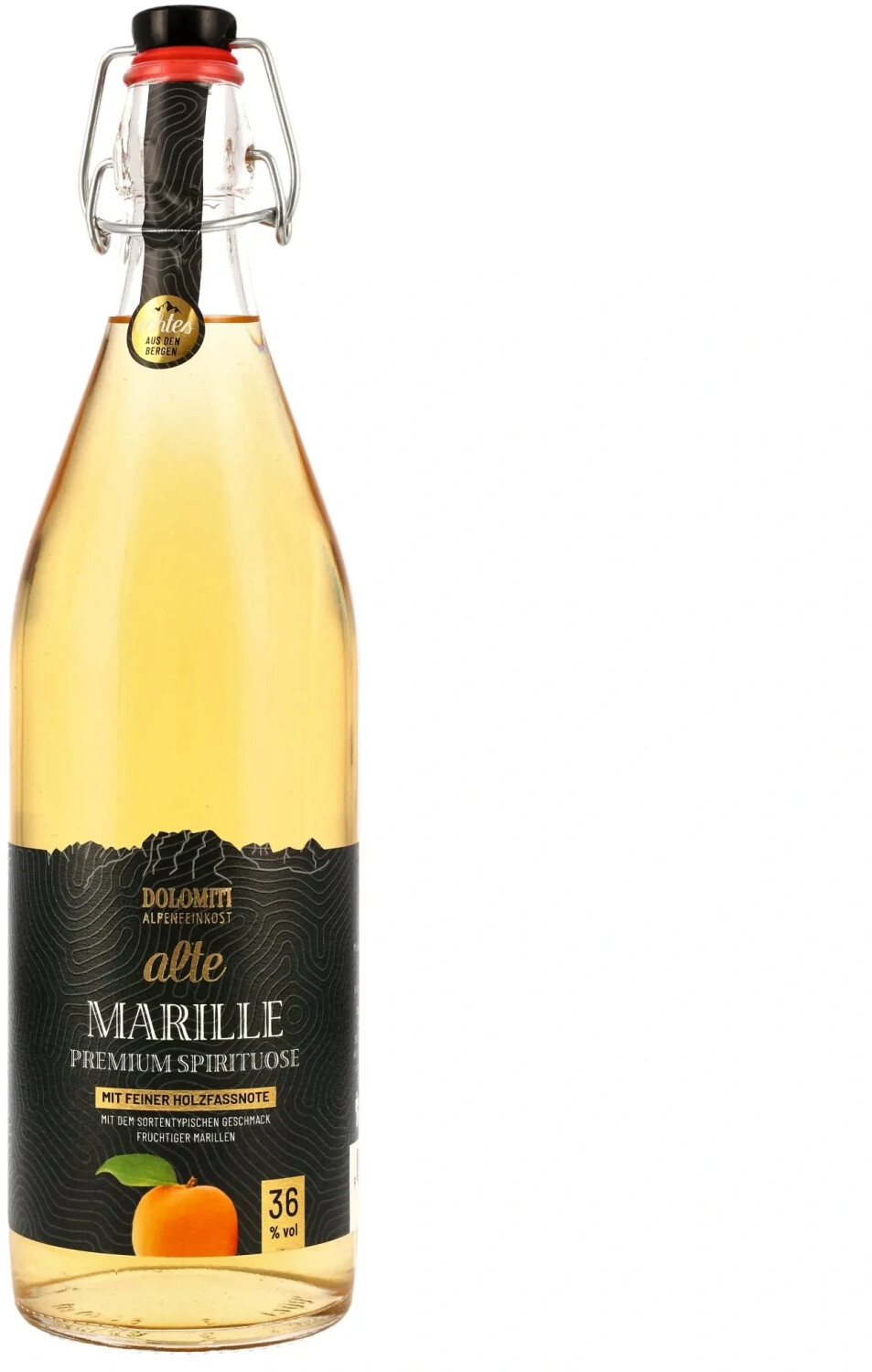 Dolomiti Alte Marille Holzfass Bügelflasche 1l 36% ab 29,99 € (Oktober 2026)