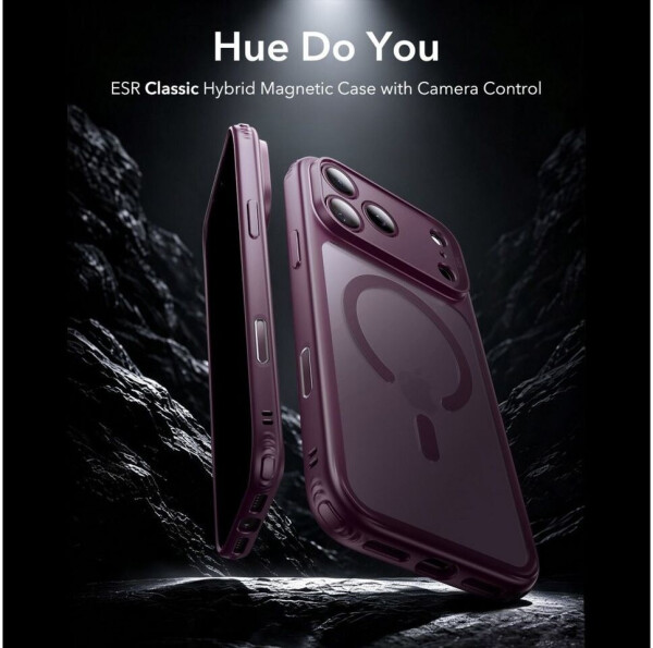 ESR Hülle Classic Hybrid HaloLock für Apple iPhone 18 Pro / 17 Pro Frosted Deep Burgundy Rot, Bild 2