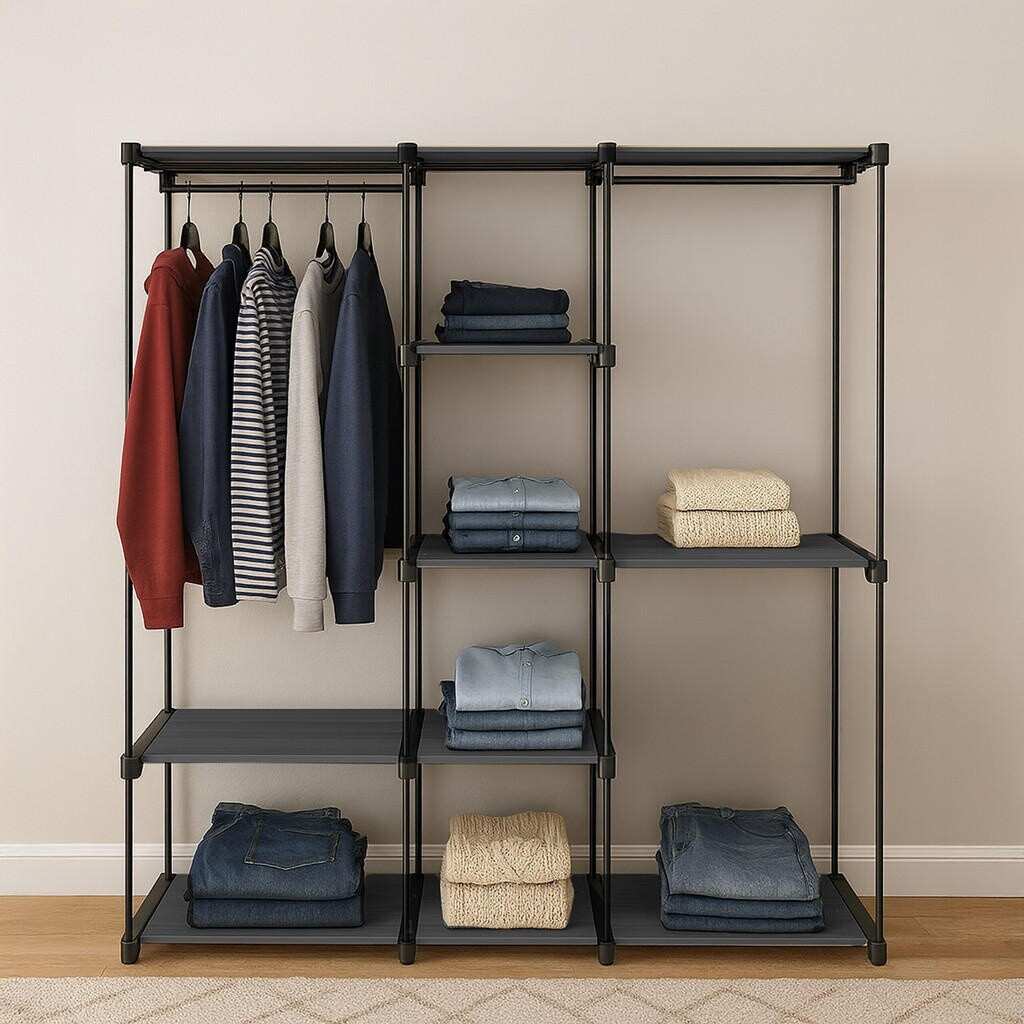 Relaxdays Offener Kleiderschrank, Metall/Kunststoff, schwarz, 182x182x43cm ab 38,39 € (Oktober 2026)