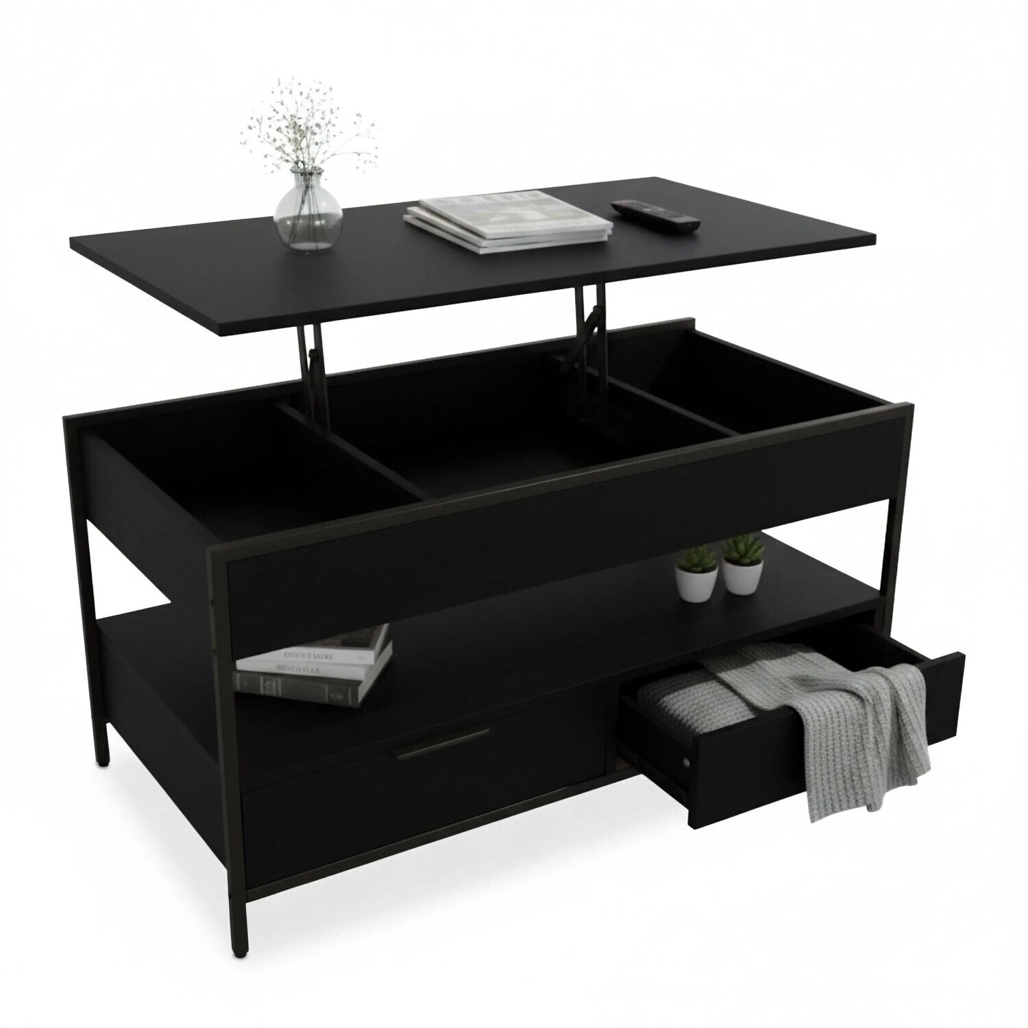 Relaxdays Couchtisch mit Stauraum, schwarz, 100x63x50cm ab 115,19 € (Oktober 2026)