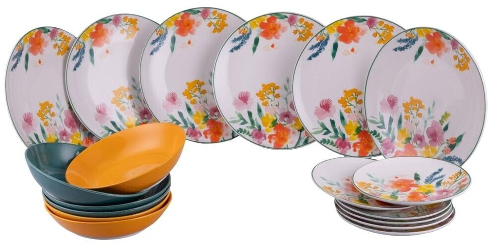 Villa d'Este Home Tivoli Flora Kombiservice 6 Personen Orange/Grün ab 68,63 € (Oktober 2026)