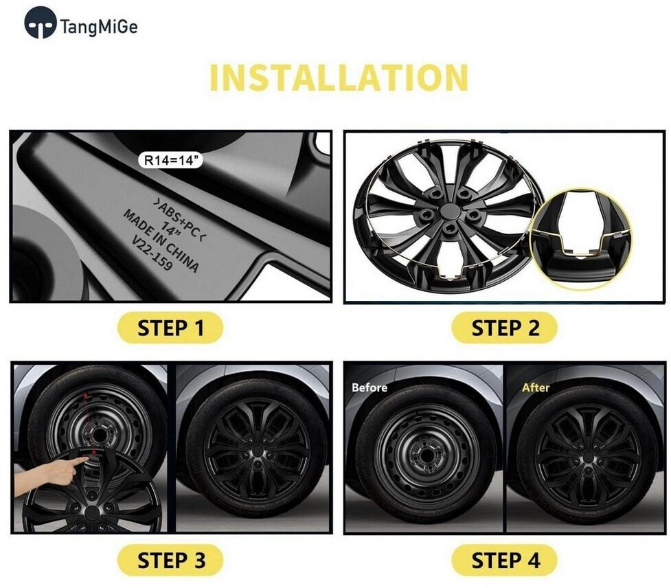 LuxusKollektion Radkappen 14 Zoll, schwarz, 4er Set, ABS+PC, Universal ab 88,99 € (Oktober 2026)
