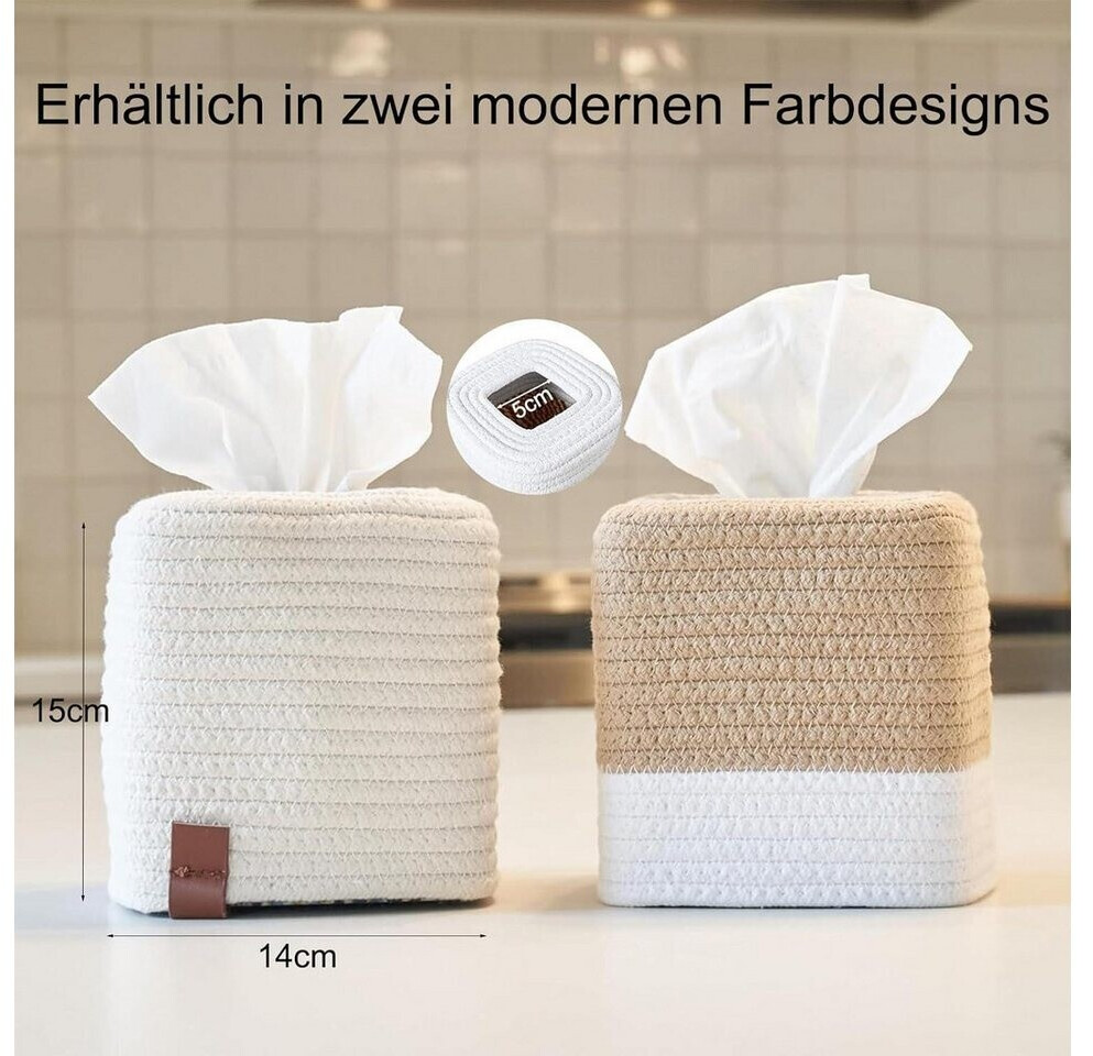LuxusKollektion Kosmetiktücherbox quadratisch, Baumwolle/Polyester, creme, 14x14x15cm ab 60,99 € (Oktober 2026)