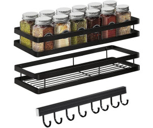 LuxusKollektion Gewürzregal Wand ohne Bohren, Edelstahl schwarz, 35x12x5,7cm, 2er-Set ab 59,99 € (Oktober 2026)