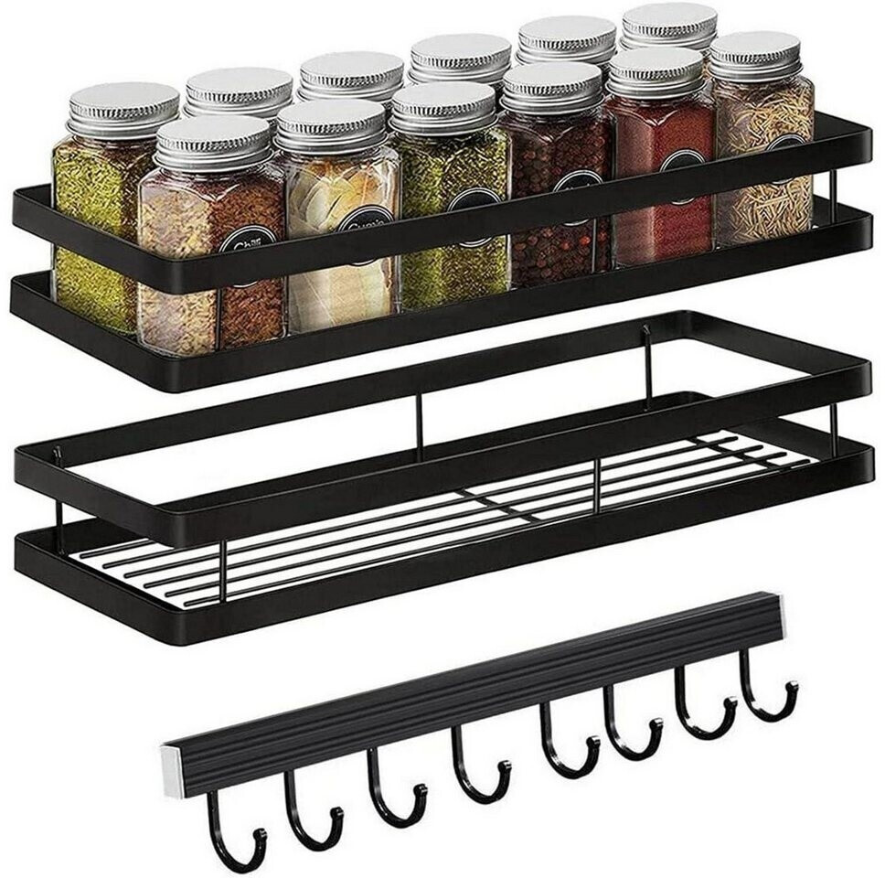 LuxusKollektion Gewürzregal Wand ohne Bohren, Edelstahl schwarz, 35x12x5,7cm, 2er-Set ab 59,99 € (Oktober 2026)
