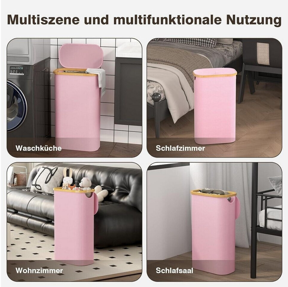 LuxusKollektion Schmaler Wäschekorb mit Deckel, faltbar, herausnehmbarer Innenbeutel, rosa, 75L ab 57,99 € (Oktober 2026)