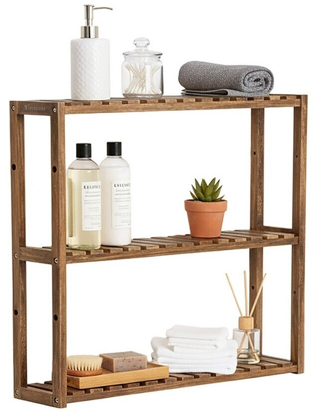 Relaxdays Badezimmer-Wandregal Holz 60x15x54cm ab 21,11 € (Oktober 2026)