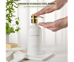 LuxusKollektion Seifenspender-Set aus Glas 500ml mit Keramiktablett, weiß/gold ab 64,99 € (Oktober 2026)