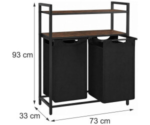 Relaxdays Wäschekorb 2 Fächer mit Ablagen, Metall/Holz, schwarz/braun ab 46,07 € (Oktober 2026)