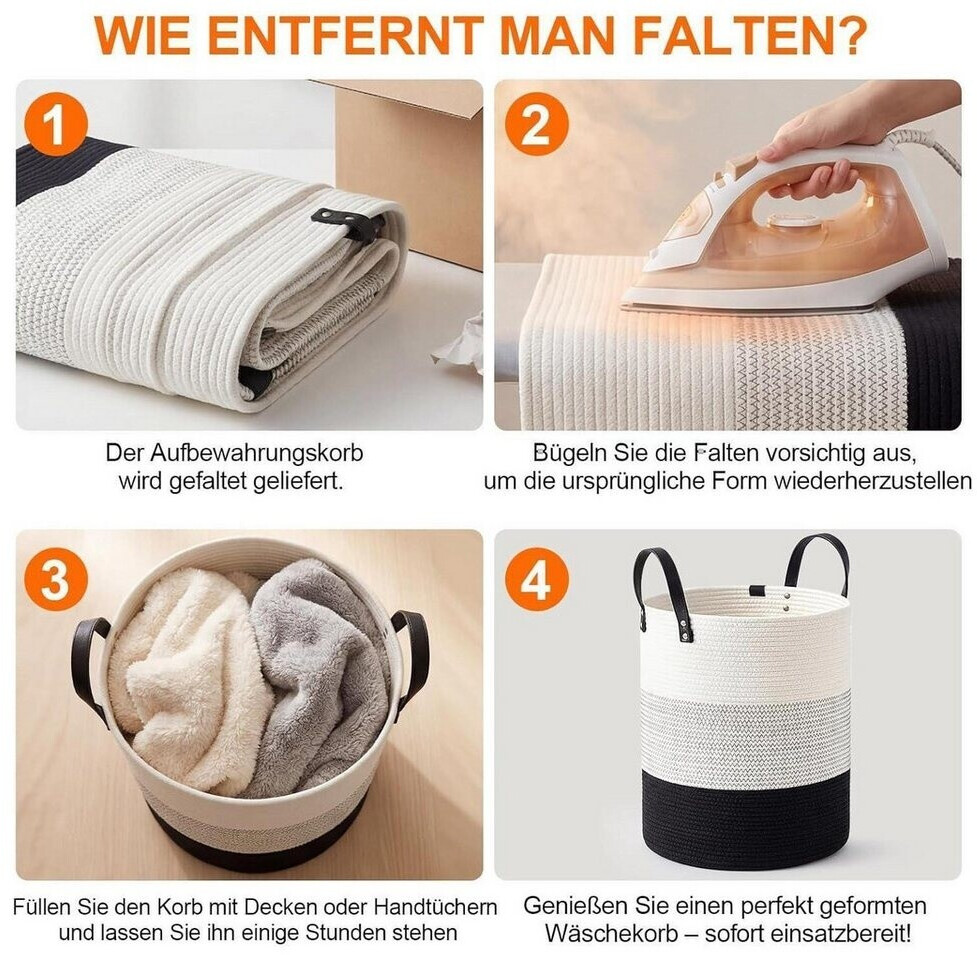 LuxusKollektion Wäschekorb Baumwollschnur Boho-Design mit Ledergriffen, 100L ab 86,99 € (Oktober 2026)