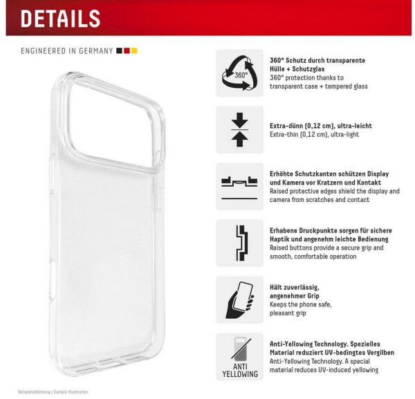 Displex Real Panzerglas + Schutzhülle iPhone 17 Pro Max / 18 Pro Max, transparent (02318), Bild 5