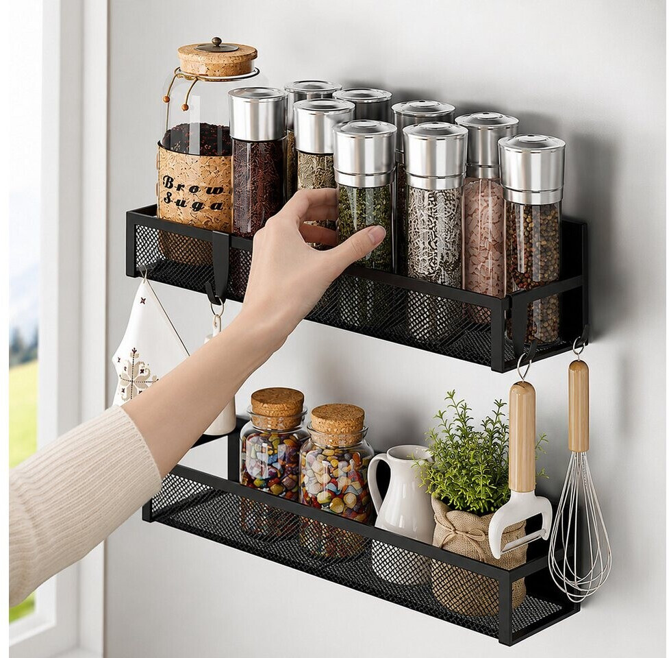 Relaxdays Gewürzregal magnetisch, Metall/Kunststoff, schwarz, 4er-Set ab 23,03 € (Oktober 2026)