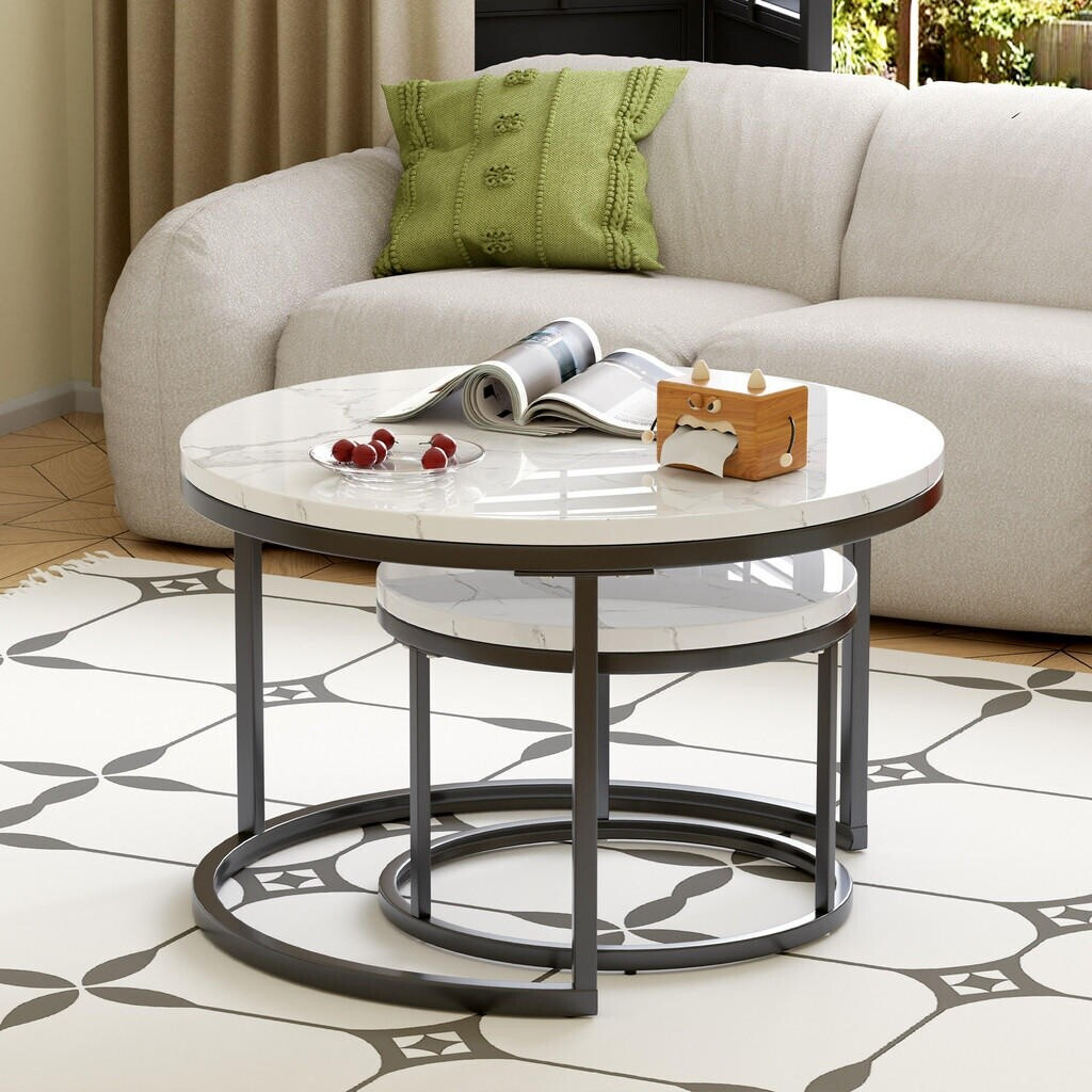 Stilvora Couchtisch-Set 2-teilig, rund, Metallrahmen, Steinoptik ab 40,99 € (Oktober 2026)