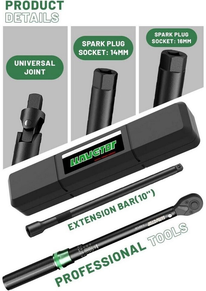Click Cluck LuxusKollektion Click-Drehmomentschlüsselsatz 3/8 Zoll 5-60Nm, 5-teilig ...