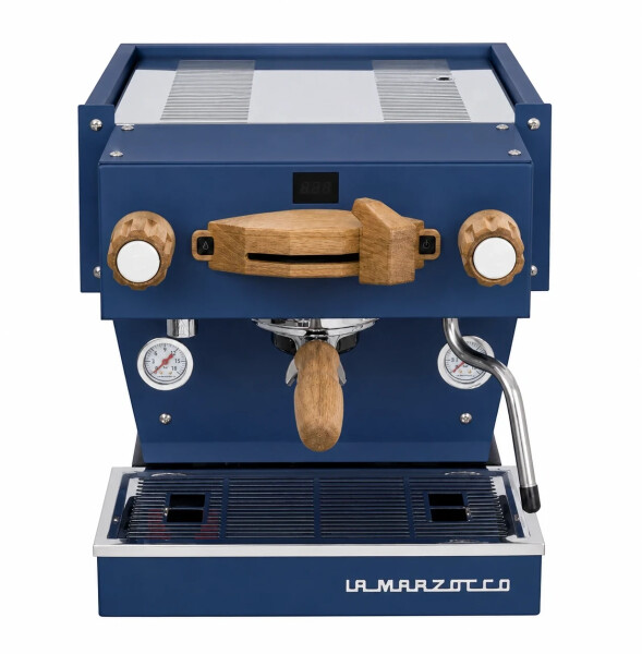 La Marzocco Linea Mini R dunkelblau Eichenholz