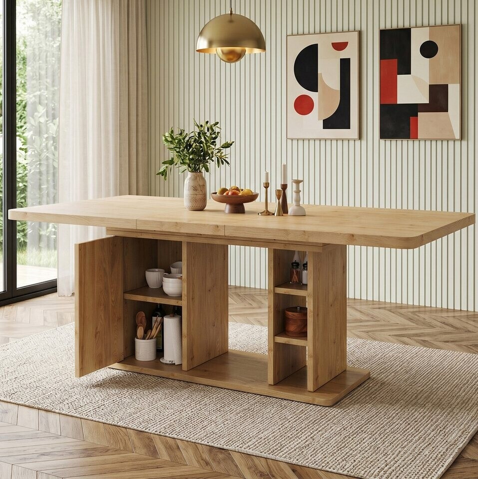 OKWISH Esstisch ausziehbar 140/180x80x75cm, Eiche, mit Stauraum ab 185,99 € (Oktober 2026)