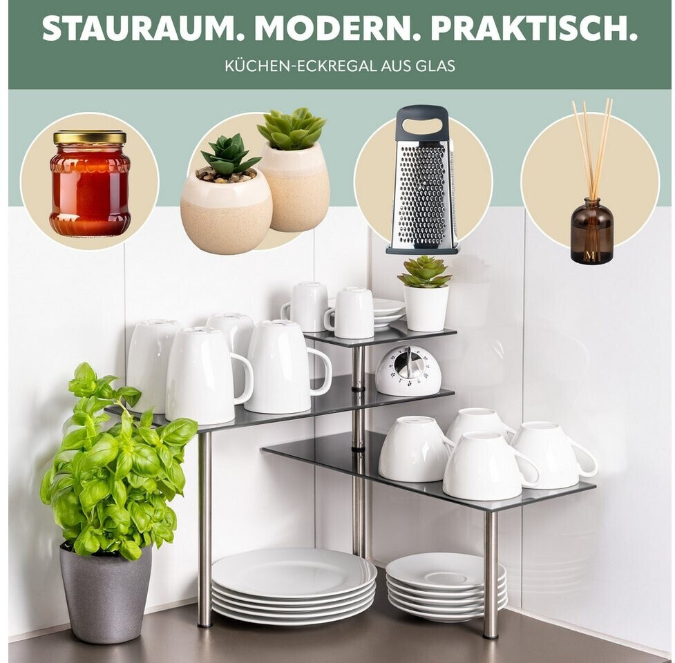 bremermann Glas-Eckregal Küche, Glas/Edelstahl, grau (64613) ab 29,99 € (Oktober 2026)