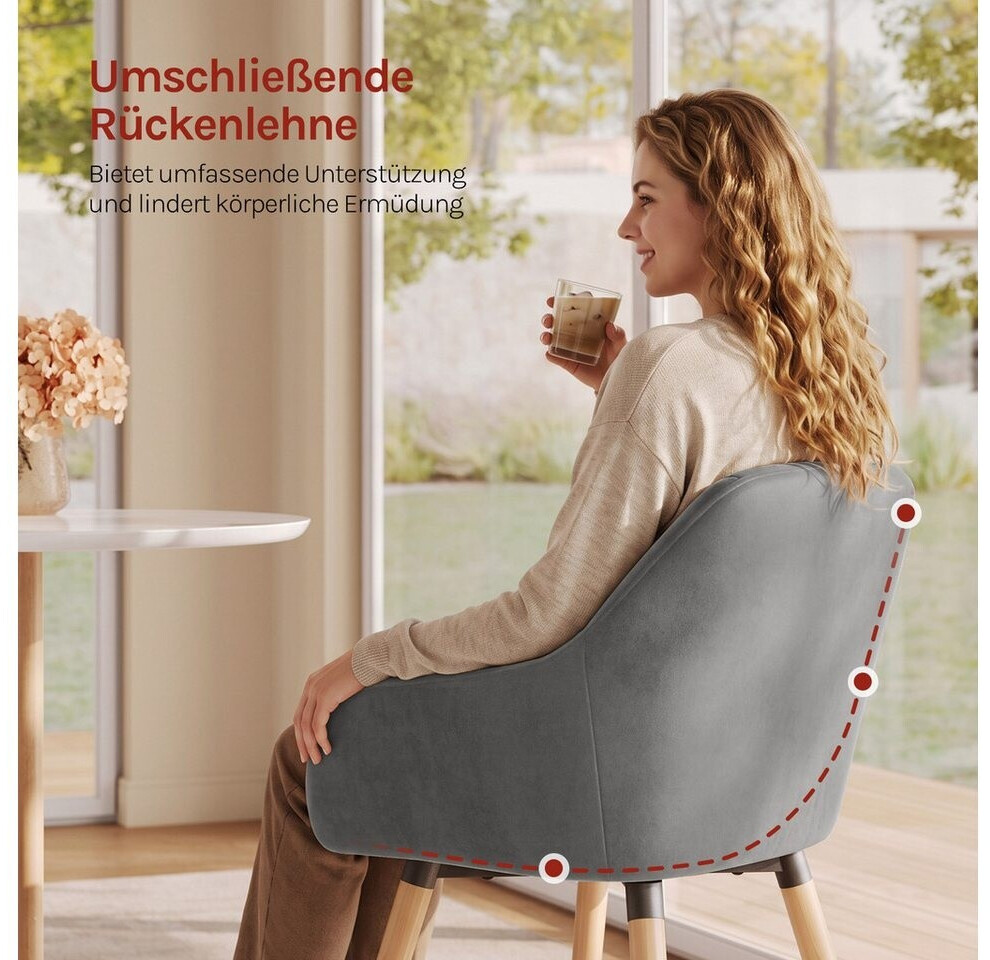 Woltu Esszimmerstühle 6er-Set, Polsterstuhl mit Armlehne, Samt/Massivholz, dunkelgrau (BH95dgr-6) ab 350,99 € (Oktober 2026)