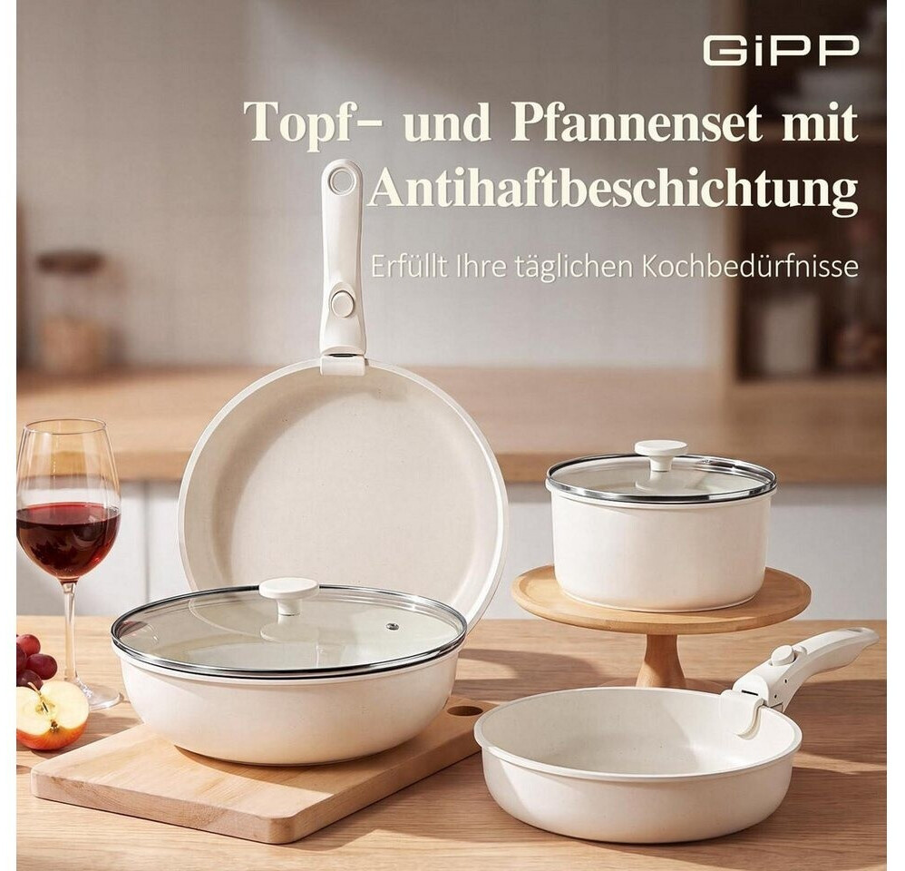 LuxusKollektion 19-teiliges Pfannen-Set Antihaft, abnehmbare Griffe, weiß ab 191,99 € (Oktober 2026)