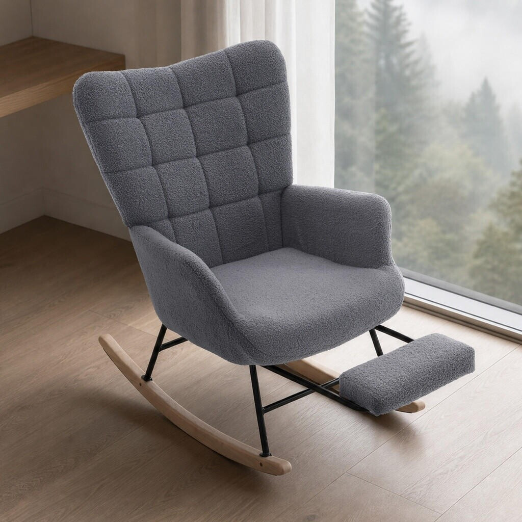 Stilvora Schaukelstuhl mit Fußstütze, Sherpa-Fleece, grau ab 80,99 € (Oktober 2026)