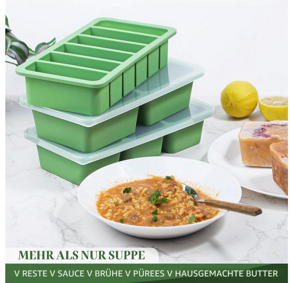 LuxusKollektion Silikon-Gefrierform mit Deckel & Stahlrahmen, 3er-Set, 125/250/400ml, grün ab 67,99 € (Oktober 2026)