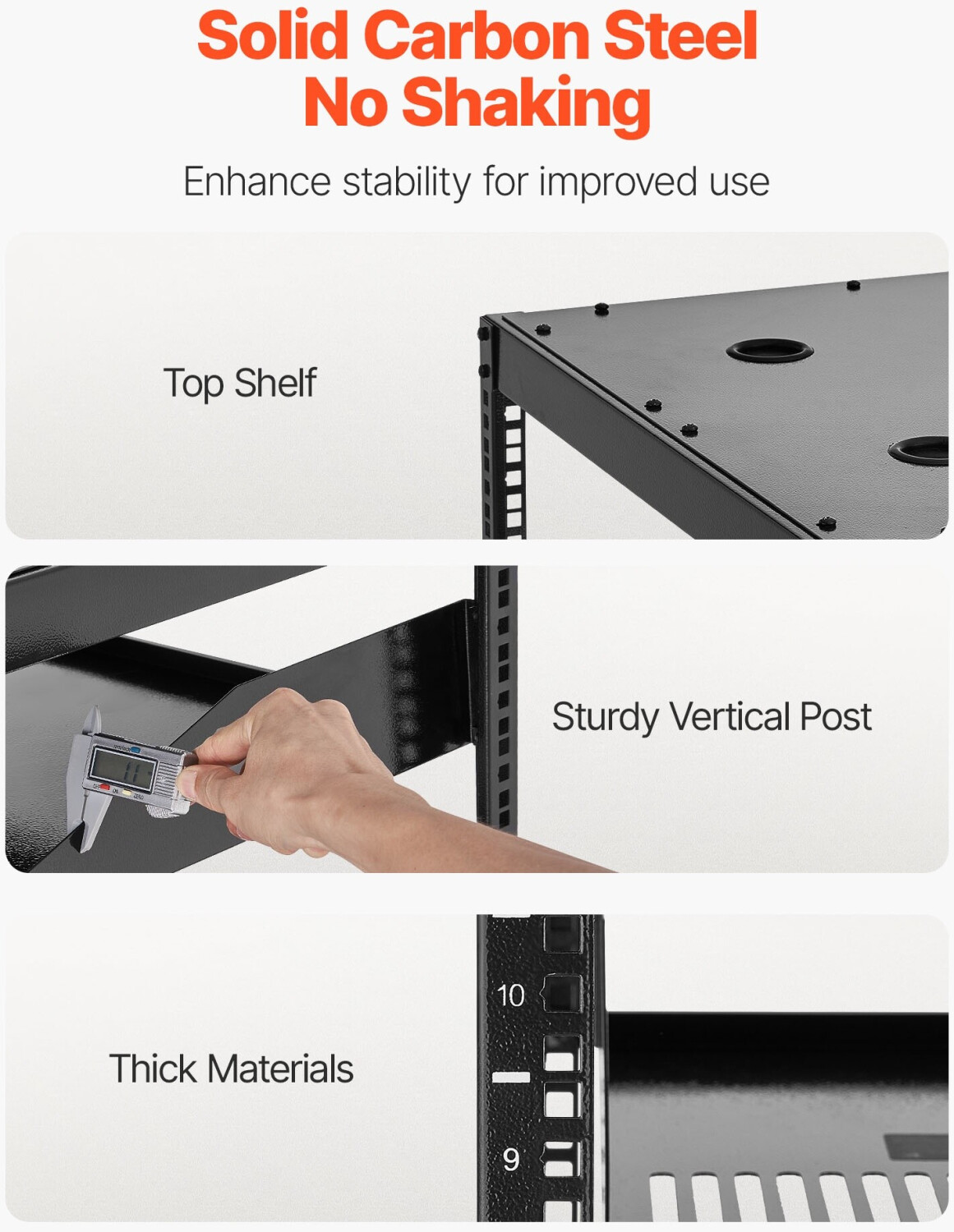VEVOR Open Frame Netzwerk-Rack 10U, 585mm Tiefe, Wand-/Standmontage ...