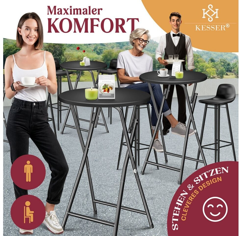 Kesser Stehtisch klappbar, Ø 60cm, schwarz, 2er-Set (28859) ab 63,58 € (Oktober 2026)