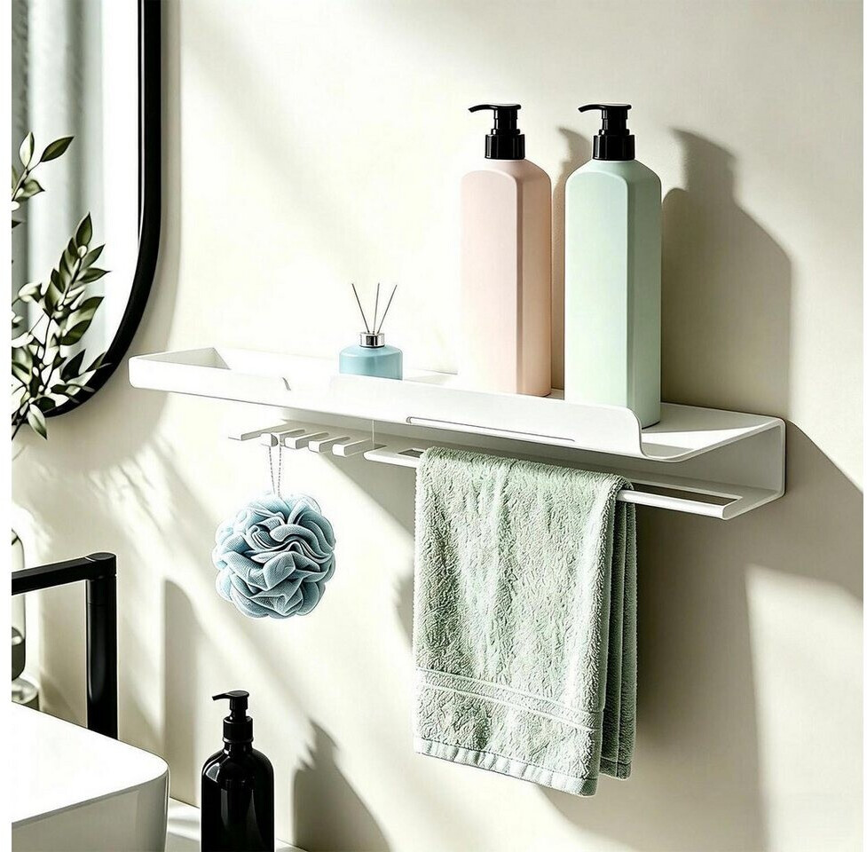 LuxusKollektion Wandregal Badezimmer 40cm weiß, Eisen, mit Haken und Handtuchhalter ab 60,99 € (Oktober 2026)