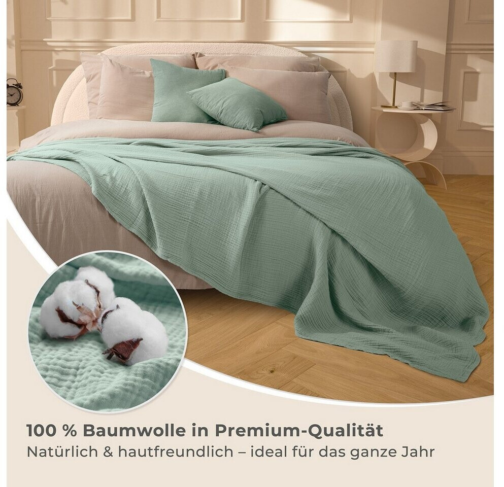 Torrex Laynenburg Premium Musselin Tagesdecke 150x200cm mintgrün ab 37,95 € (Oktober 2026)