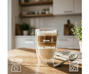 BigDean Latte Macchiato Gläser doppelwandig, Borosilikatglas, 300ml, 2er-Set ab 15,99 € (Oktober 2026)
