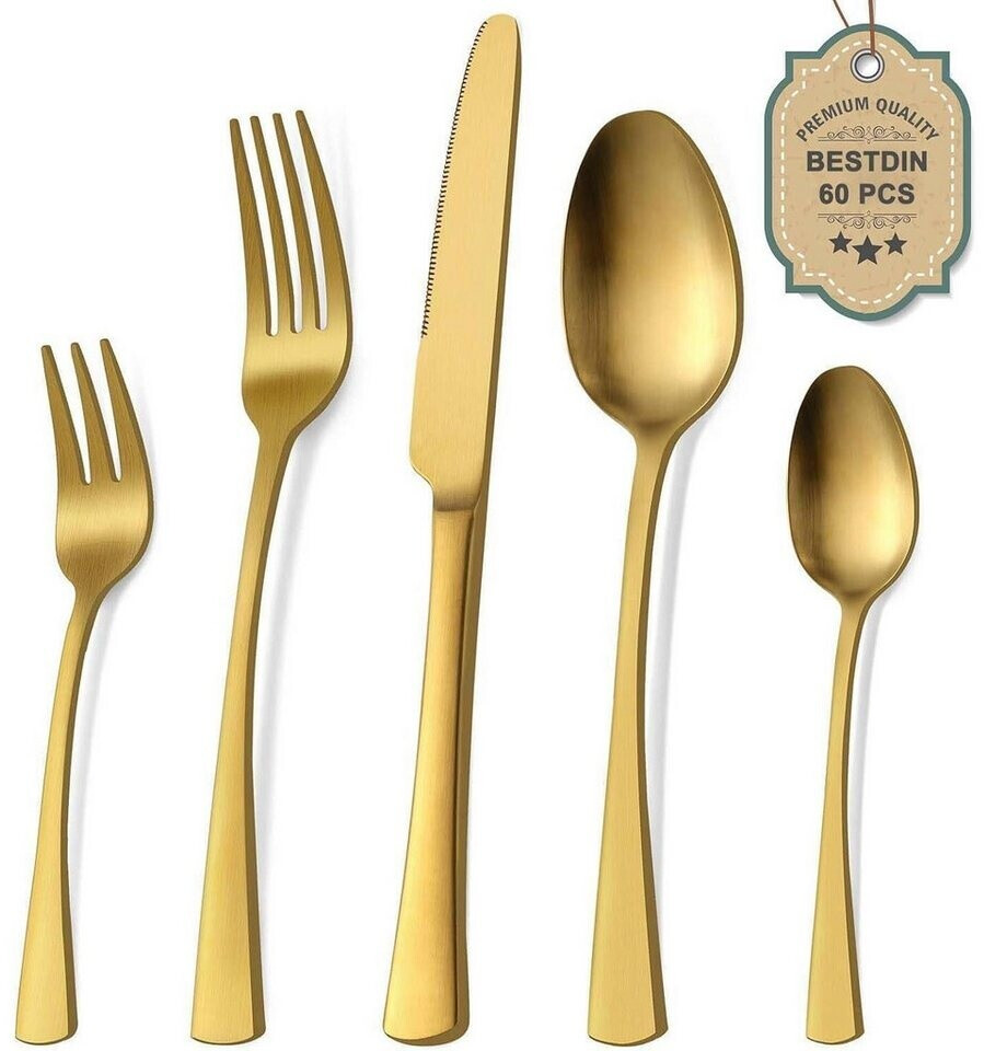 LuxusKollektion Besteck-Set 60-teilig für 12 Personen, Edelstahl matt gold ab 123,99 € (Oktober 2026)