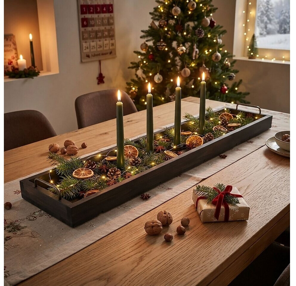 Spetebo Deko Tablett XXL Holz mit Metallgriffen, schwarz, 90x20cm (270983) ab 19,95 € (Oktober 2026)