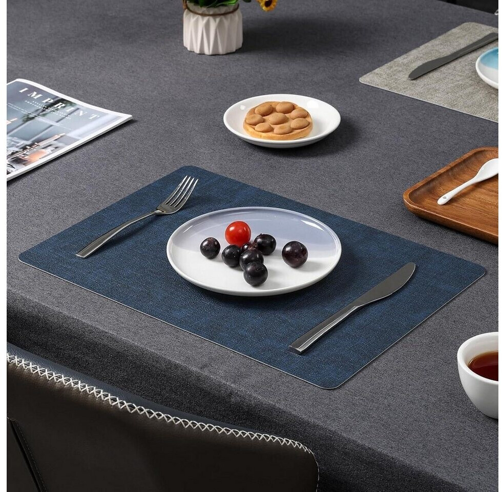 LuxusKollektion Platzsets Kunstleder, abwaschbar, rutschfest, grau/blau, 6er-Set ab 73,99 € (Oktober 2026)