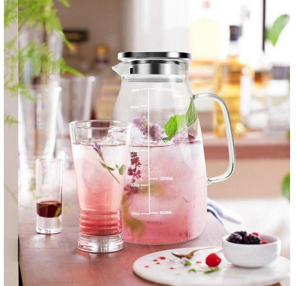 LuxusKollektion Glaskaraffe 2L mit Edelstahldeckel, Borosilikatglas ab 57,99 € (Oktober 2026)