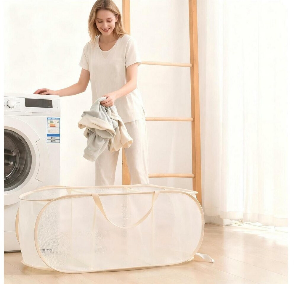 LuxusKollektion Pop-Up Wäschekorb, faltbar, 90L, beige ab 48,99 € (Oktober 2026)