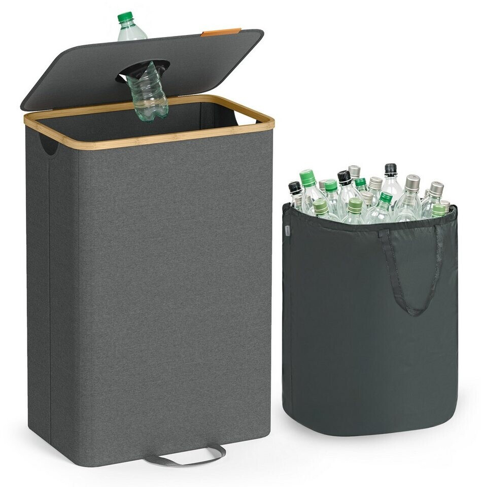 Songmics Pfandflaschen-Sammelbehälter 95L mit Einwurfloch, Deckel & Innensack, schiefergrau ab 16,27 € (Oktober 2026)