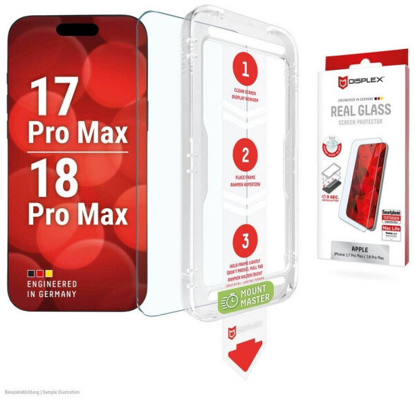 Displex Real Glass MountMaster Displayschutzglas für iPhone 17/18 Pro Max (02312)