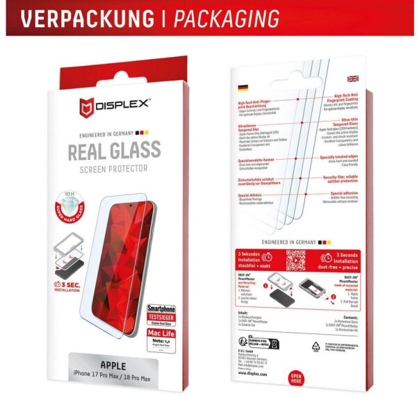 Displex Real Glass MountMaster Displayschutzglas für iPhone 17/18 Pro Max (02312), Bild 9