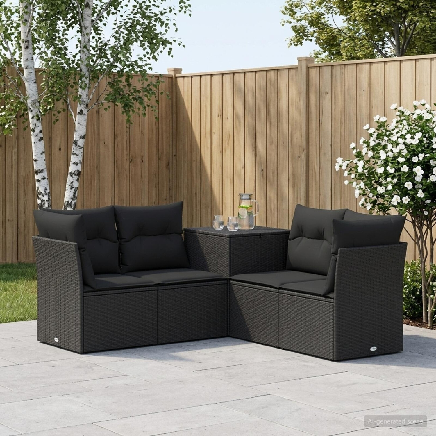 vidaXL Gartenlounge-Set 5-tlg. schwarz, Polyrattan & Stahl (3447831) ab 294,90 € (Oktober 2026)