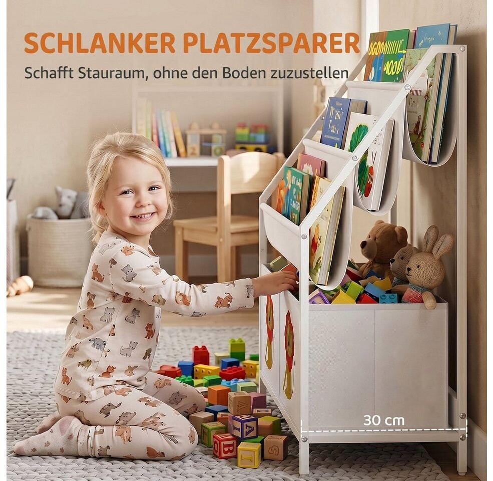 AIYAPLAY Kinder-Bücherregal 3 Fächer, 2 Schubladen, 60x30x76cm, weiß ab 34,90 € (Oktober 2026)