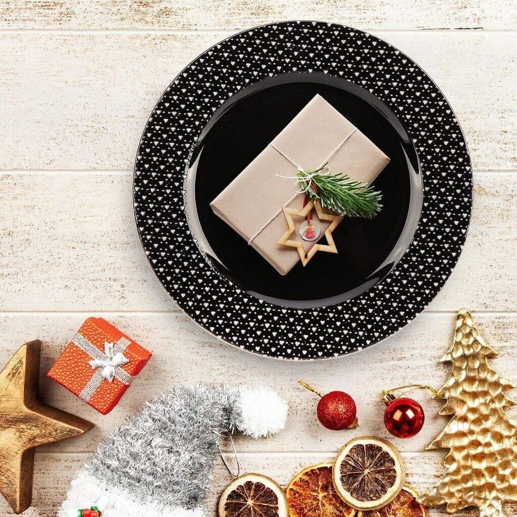 Com-Four Platzteller schwarz glänzend mit Glitzerherzen, 4er-Set, Ø33cm (CF17595) ab 15,99 € (Oktober 2026)