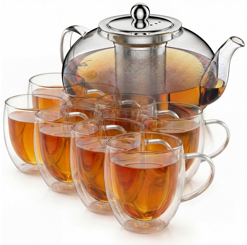 Arendo Teekanne Set rund 1,2L mit 8 Thermogläsern 350ml (308727) ab 61,95 € (Oktober 2026)