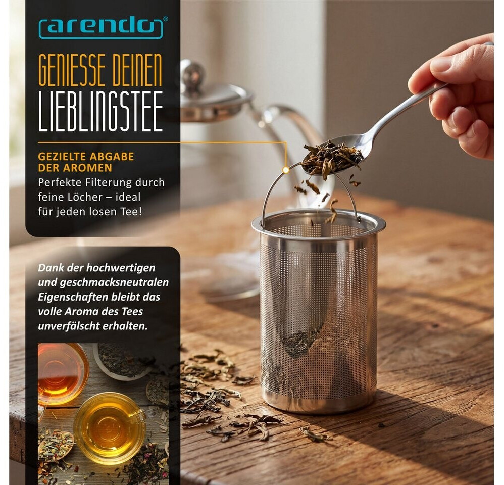 Arendo Teekanne 1,5l mit Edelstahl-Stövchen, Sieb und 8 Thermogläsern 450ml (308732) ab 70,95 € (Oktober 2026)