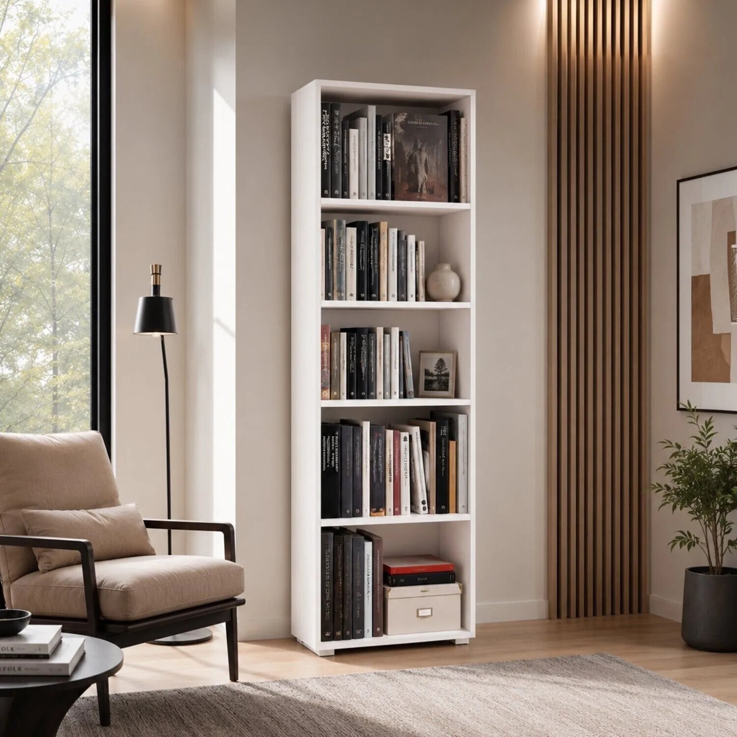 The White Stone Hohes Bücherregal, weiß, 5 verstellbare Einlegeböden, 60x30x195cm ab 225,37 € (Oktober 2026)