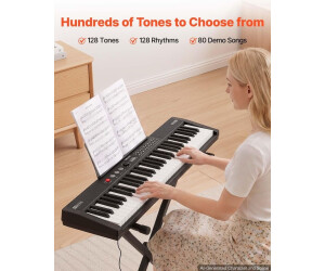 VEVOR Piano Digital 61 Teclas Semipesadas, 128 Sonidos, con Soporte y ...