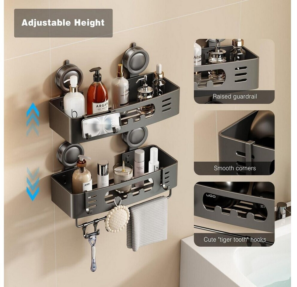 LuxusKollektion Duschablage mit Saugnapf, Aluminium, grau, 2-tlg. ab 74,99 € (Oktober 2026)
