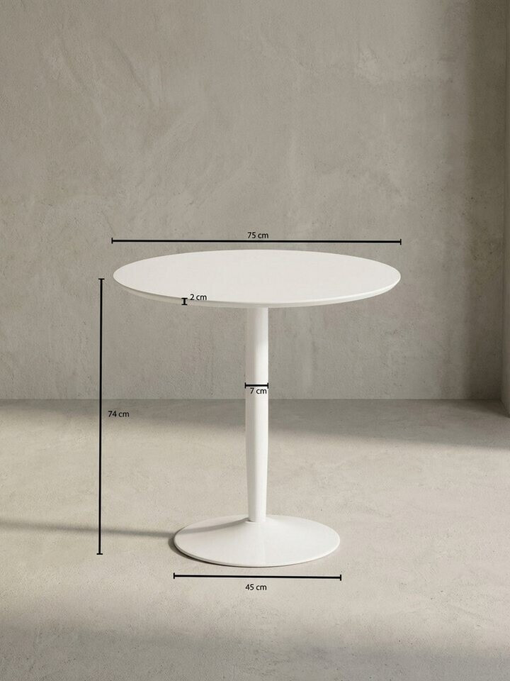 KADIMA DESIGN Esstisch, rund, weiß hochglanz, 75x75x74cm, 2 Personen ab 154,95 € (Oktober 2026)