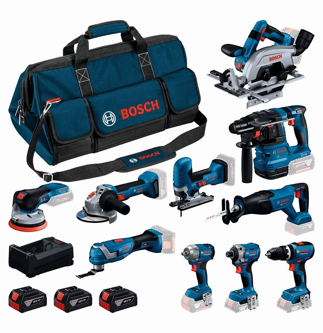 Bosch Professional 18V combination set 10 parts (0615A500EH) au ...
