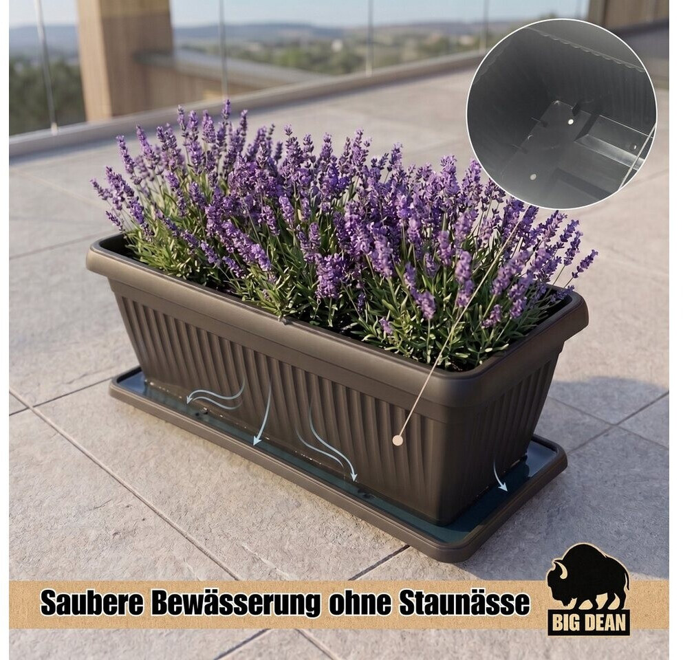 BigDean Jumbo Blumenkübel 60L anthrazit mit Untersetzer (1003142) ab 31,09 € (Oktober 2026)